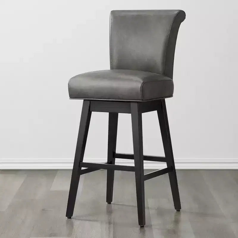 Sgabello da bar girevole ad altezza bancone – Schienale curvo, seduta imbottita, senza braccioli, girevole, seduta singola | Nero / Blu / Cognac / Grigio / Bianco