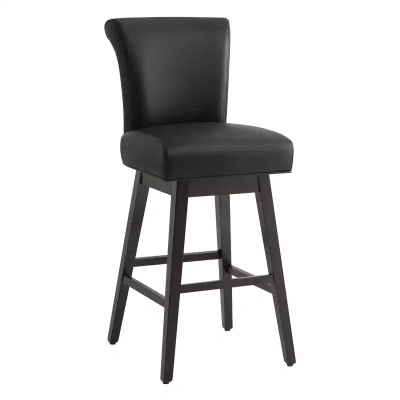 Sgabello da bar girevole ad altezza bancone – Schienale curvo, seduta imbottita, senza braccioli, girevole, seduta singola | Nero / Blu / Cognac / Grigio / Bianco
