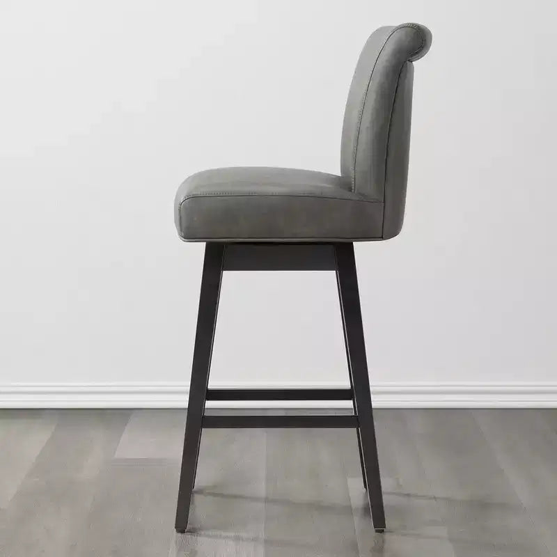 Sgabello da bar girevole ad altezza bancone – Schienale curvo, seduta imbottita, senza braccioli, girevole, seduta singola | Nero / Blu / Cognac / Grigio / Bianco