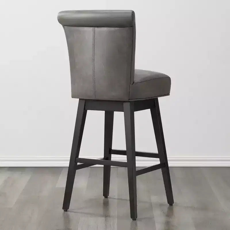 Sgabello da bar girevole ad altezza bancone – Schienale curvo, seduta imbottita, senza braccioli, girevole, seduta singola | Nero / Blu / Cognac / Grigio / Bianco