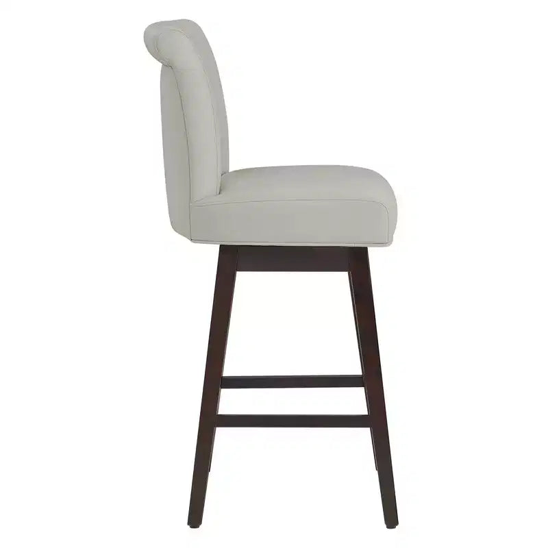 Sgabello da bar girevole ad altezza bancone – Schienale curvo, seduta imbottita, senza braccioli, girevole, seduta singola | Nero / Blu / Cognac / Grigio / Bianco