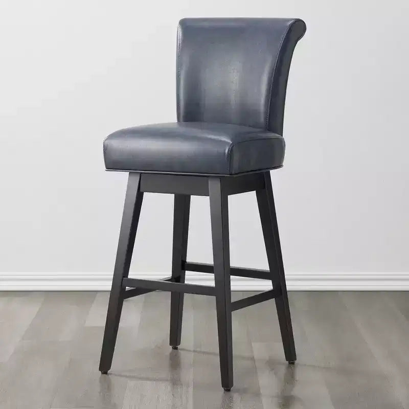 Sgabello da bar girevole ad altezza bancone – Schienale curvo, seduta imbottita, senza braccioli, girevole, seduta singola | Nero / Blu / Cognac / Grigio / Bianco