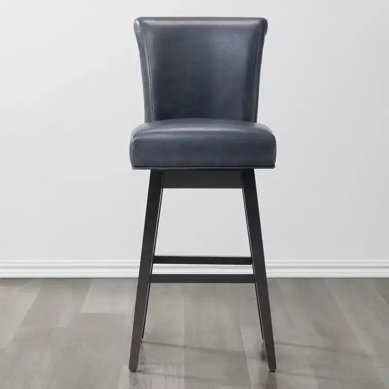 Sgabello da bar girevole ad altezza bancone – Schienale curvo, seduta imbottita, senza braccioli, girevole, seduta singola | Nero / Blu / Cognac / Grigio / Bianco