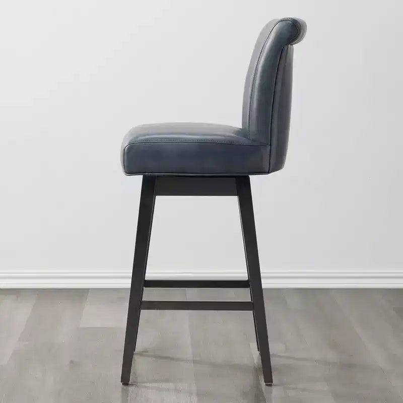 Sgabello da bar girevole ad altezza bancone – Schienale curvo, seduta imbottita, senza braccioli, girevole, seduta singola | Nero / Blu / Cognac / Grigio / Bianco