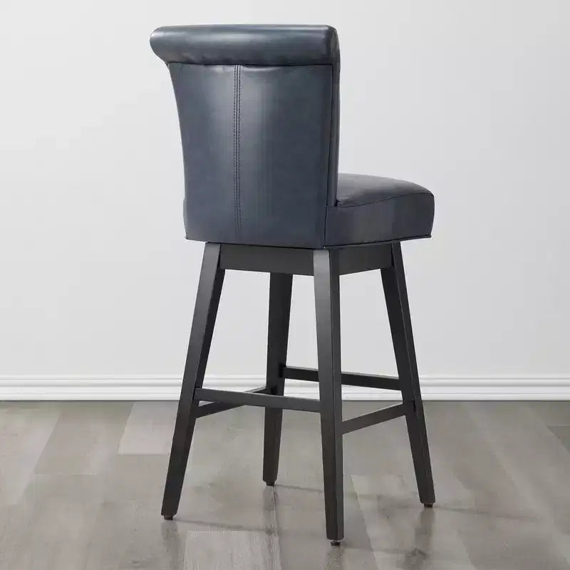Sgabello da bar girevole ad altezza bancone – Schienale curvo, seduta imbottita, senza braccioli, girevole, seduta singola | Nero / Blu / Cognac / Grigio / Bianco