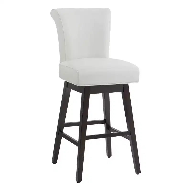 Sgabello da bar girevole ad altezza bancone – Schienale curvo, seduta imbottita, senza braccioli, girevole, seduta singola | Nero / Blu / Cognac / Grigio / Bianco
