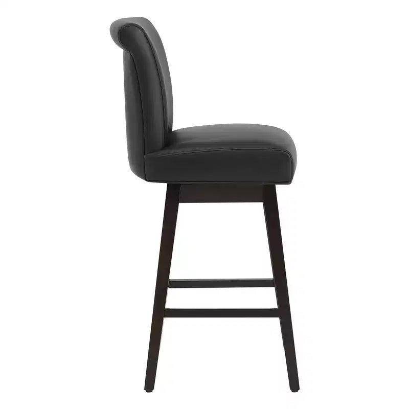 Sgabello da bar girevole ad altezza bancone – Schienale curvo, seduta imbottita, senza braccioli, girevole, seduta singola | Nero / Blu / Cognac / Grigio / Bianco