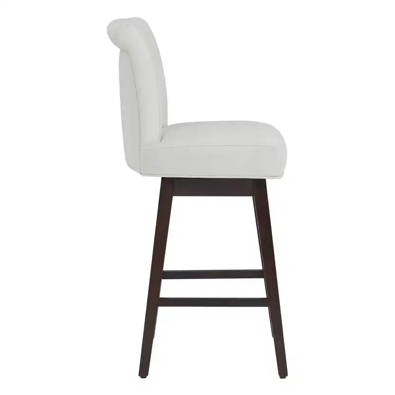 Sgabello da bar girevole ad altezza bancone – Schienale curvo, seduta imbottita, senza braccioli, girevole, seduta singola | Nero / Blu / Cognac / Grigio / Bianco