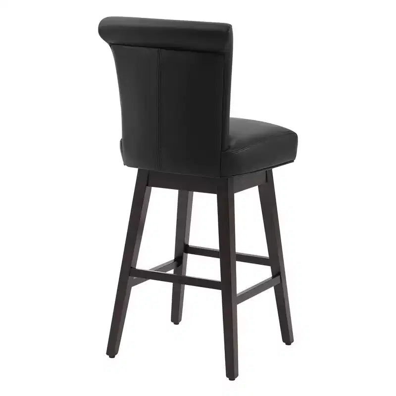 Sgabello da bar girevole ad altezza bancone – Schienale curvo, seduta imbottita, senza braccioli, girevole, seduta singola | Nero / Blu / Cognac / Grigio / Bianco