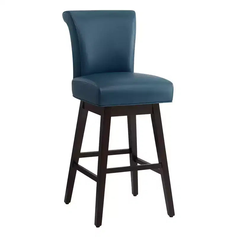 Sgabello da bar girevole ad altezza bancone – Schienale curvo, seduta imbottita, senza braccioli, girevole, seduta singola | Nero / Blu / Cognac / Grigio / Bianco