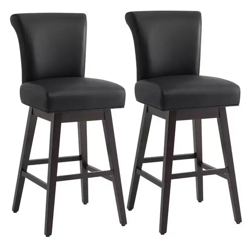 Spruce&Spring Bar Height Swivel Barstool with Curved Back and Thick Cushioned Seat