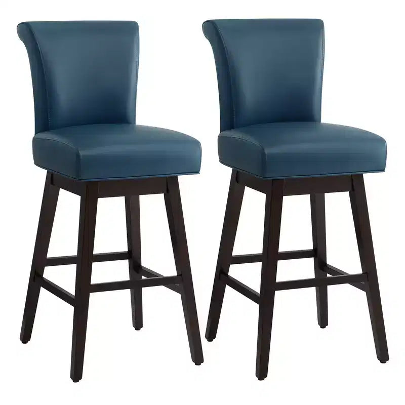 Sgabello da bar girevole ad altezza bancone – Schienale curvo, seduta imbottita, senza braccioli, girevole, seduta singola | Nero / Blu / Cognac / Grigio / Bianco