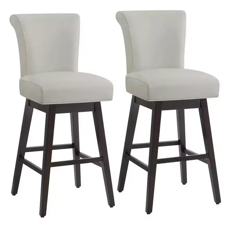 Sgabello da bar girevole ad altezza bancone – Schienale curvo, seduta imbottita, senza braccioli, girevole, seduta singola | Nero / Blu / Cognac / Grigio / Bianco