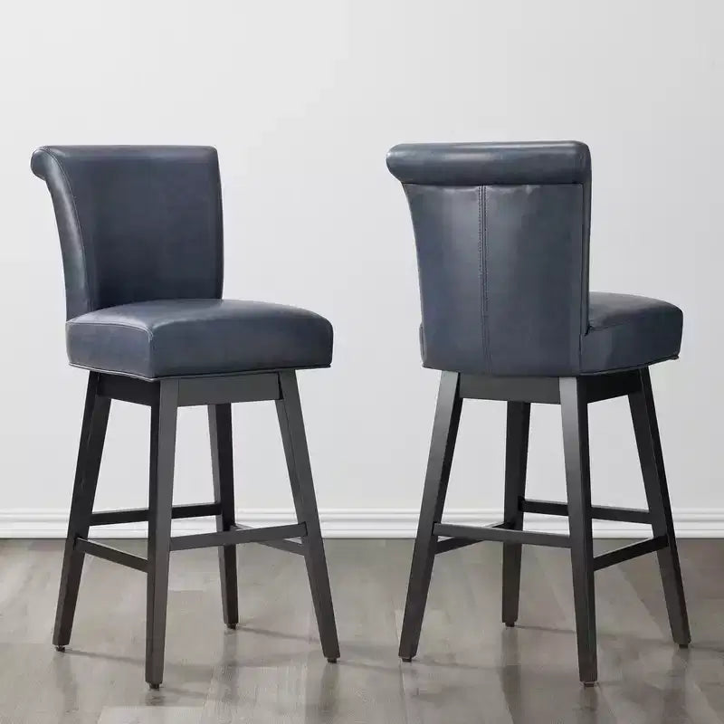 Sgabello da bar girevole ad altezza bancone – Schienale curvo, seduta imbottita, senza braccioli, girevole, seduta singola | Nero / Blu / Cognac / Grigio / Bianco