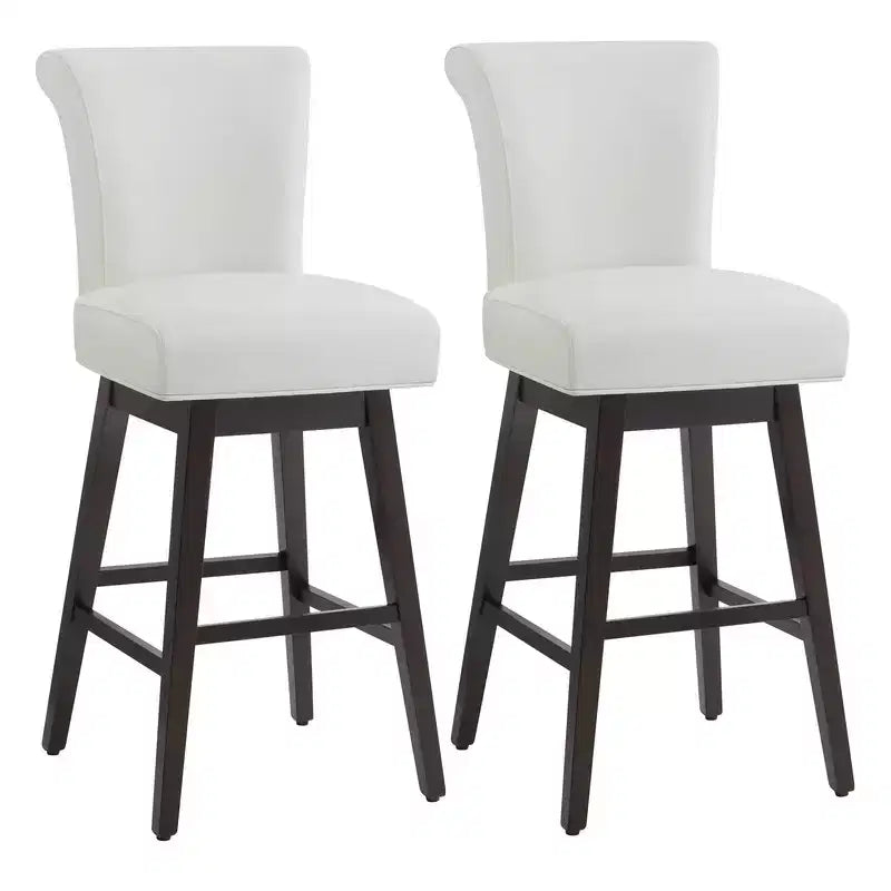 Sgabello da bar girevole ad altezza bancone – Schienale curvo, seduta imbottita, senza braccioli, girevole, seduta singola | Nero / Blu / Cognac / Grigio / Bianco