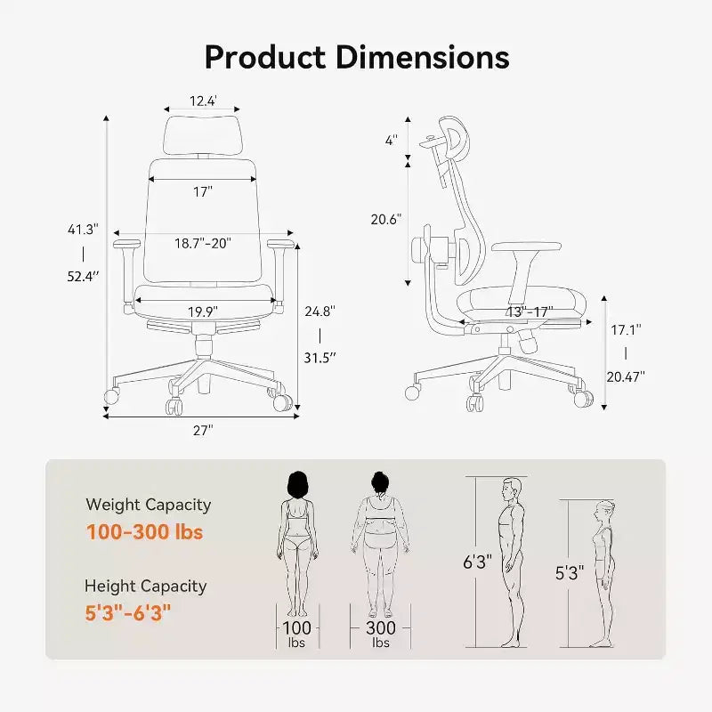 Sedia da ufficio ergonomica in rete grigia con poggiapiedi — Braccioli 4D, Seduta singola