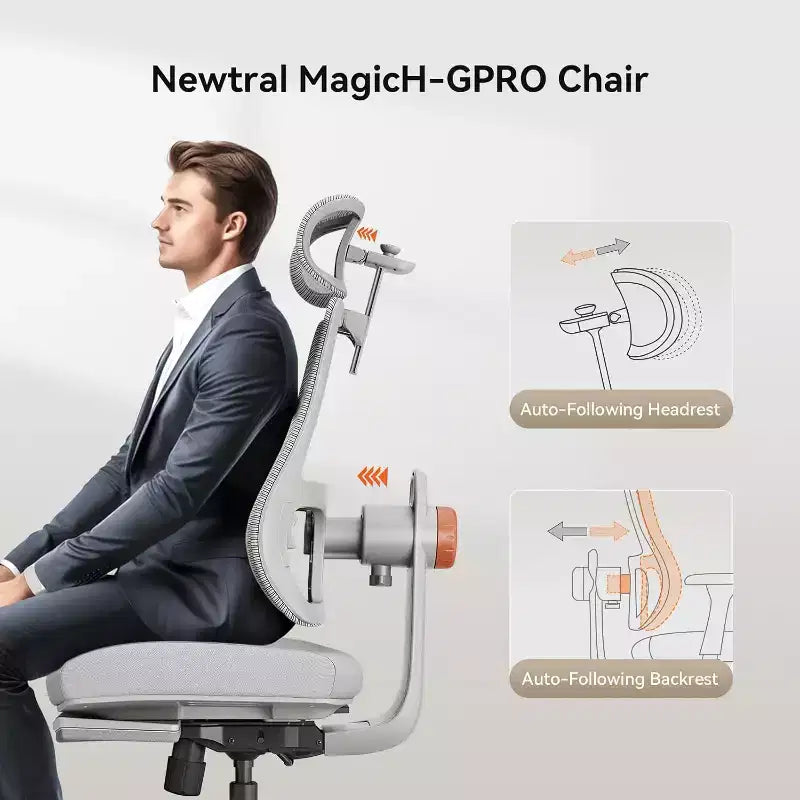 Sedia da ufficio ergonomica in rete grigia con poggiapiedi — Braccioli 4D, Seduta singola