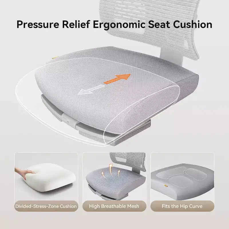 Sedia da ufficio ergonomica in rete grigia con poggiapiedi — Braccioli 4D, Seduta singola