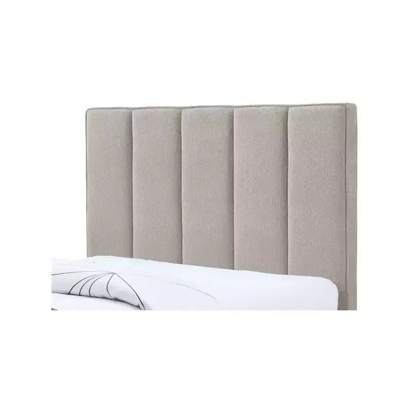 Letto estraibile doppio con struttura in lino beige/grigio/blu navy, rivestimento moderno, per 2 persone