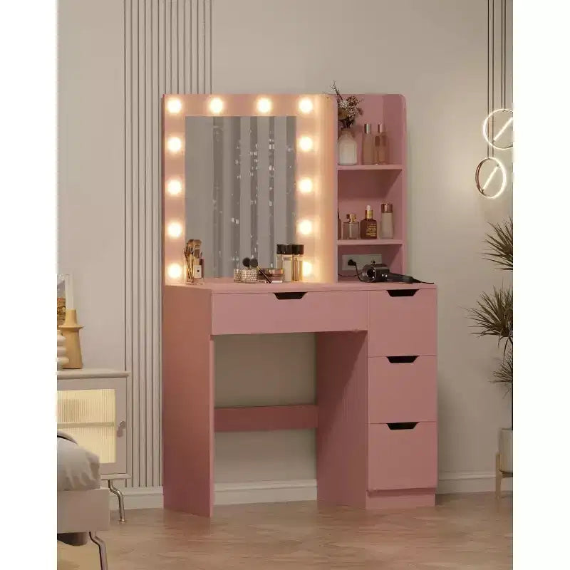 Toeletta alta 140 cm con specchio illuminato — Nero / Grigio / Rosa / Bianco, Posto singolo