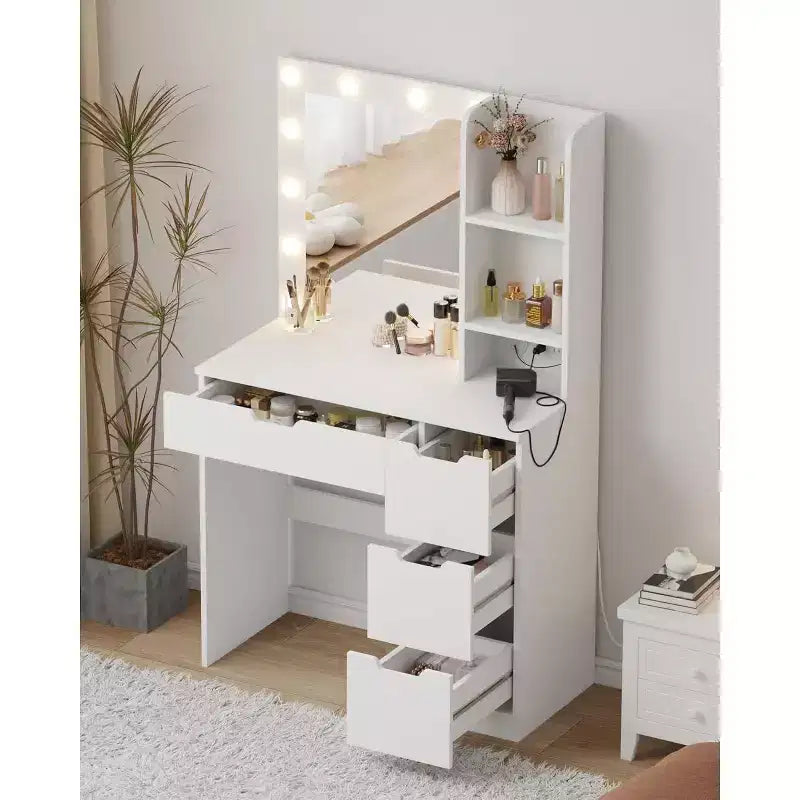 Toeletta alta 140 cm con specchio illuminato — Nero / Grigio / Rosa / Bianco, Posto singolo