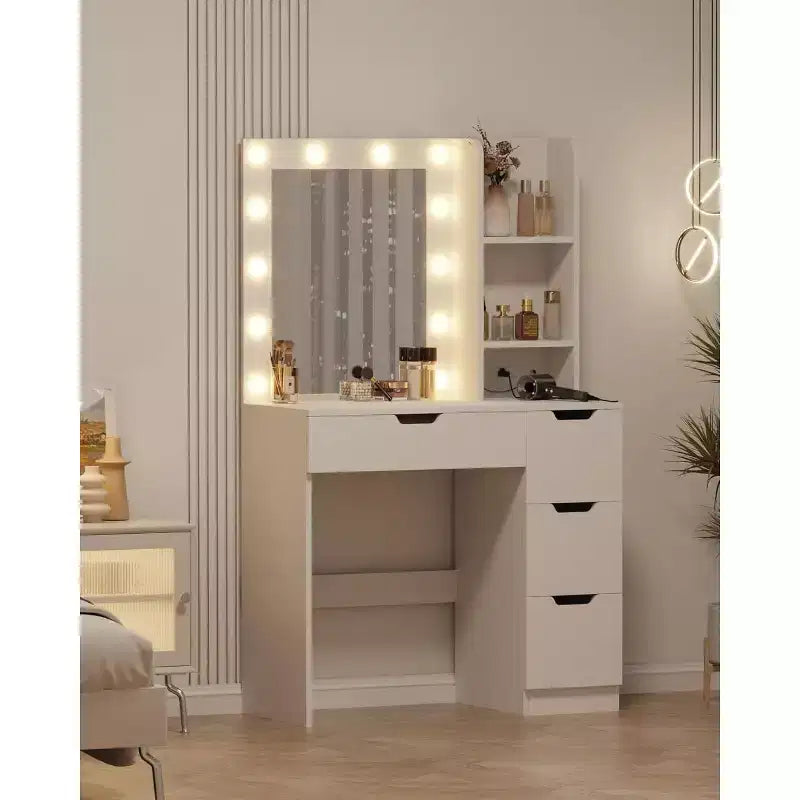 Toeletta alta 140 cm con specchio illuminato — Nero / Grigio / Rosa / Bianco, Posto singolo