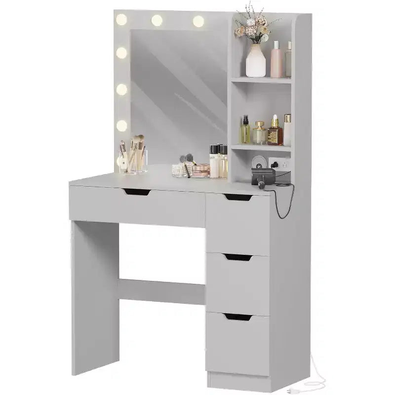 Toeletta alta 140 cm con specchio illuminato — Nero / Grigio / Rosa / Bianco, Posto singolo