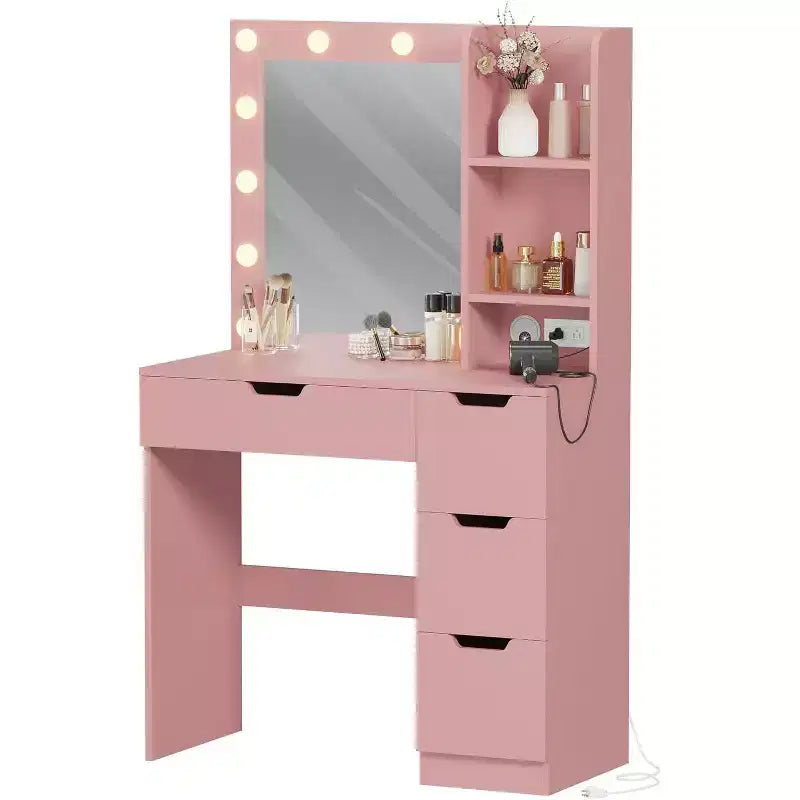 Toeletta alta 140 cm con specchio illuminato — Nero / Grigio / Rosa / Bianco, Posto singolo