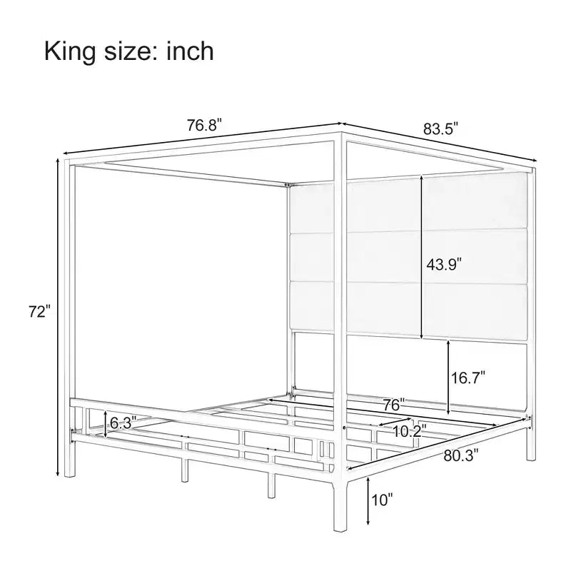 Letto a baldacchino moderno king nero/bianco e oro/marrone chiaro, testiera in lino, per 2