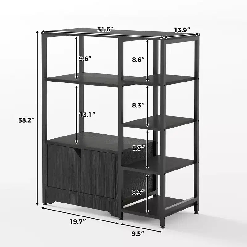 Scaffale a 5 ripiani nero/marrone con armadietto chiudibile a chiave