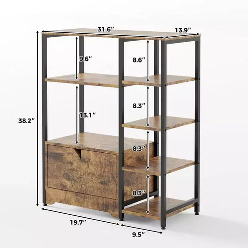 Scaffale a 5 ripiani nero/marrone con armadietto chiudibile a chiave