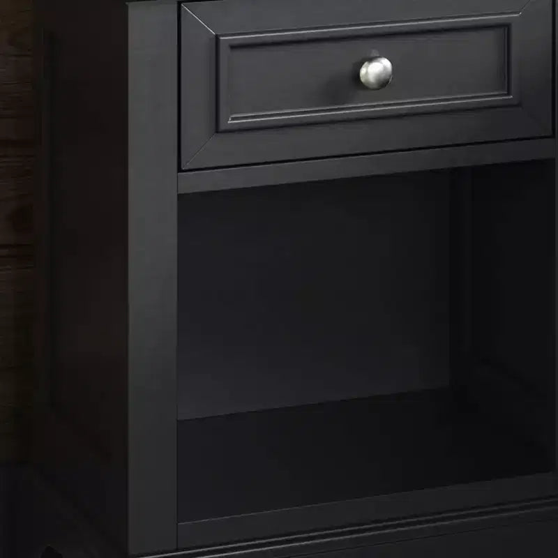 Comodino Aperto Modulare Nero con Cassetto e Ripiano