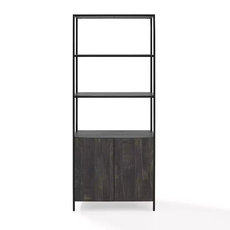 Libreria Marrone Opaco a 5 Ripiani con 2 Ante
