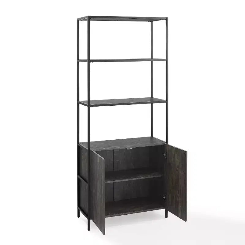 Libreria Marrone Opaco a 5 Ripiani con 2 Ante