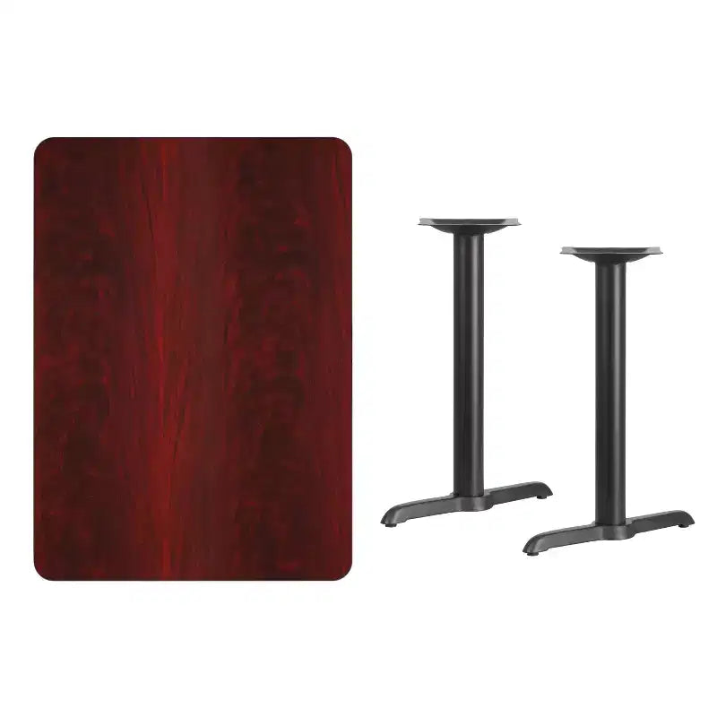 Tavolo da pranzo rettangolare in laminato 30"x42" | Nero / Mogano / Naturale / Noce | 4 posti | Base a T