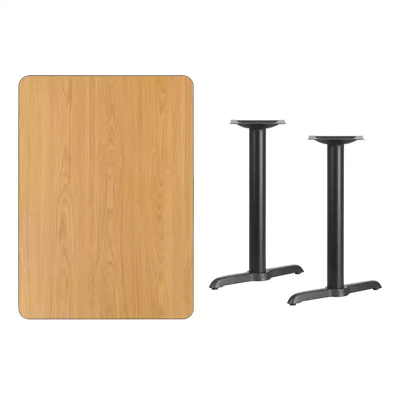 Tavolo da pranzo rettangolare in laminato 30"x42" | Nero / Mogano / Naturale / Noce | 4 posti | Base a T