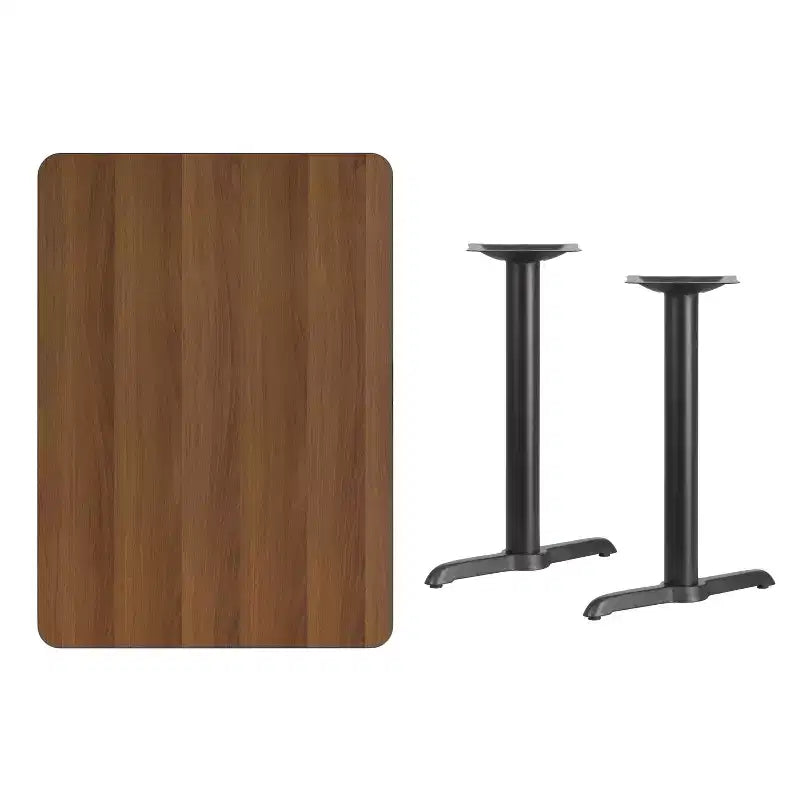Tavolo da pranzo rettangolare in laminato 30"x42" | Nero / Mogano / Naturale / Noce | 4 posti | Base a T