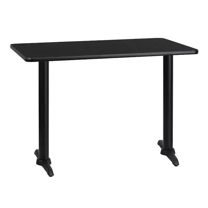 Tavolo da pranzo rettangolare in laminato 30"x42" | Nero / Mogano / Naturale / Noce | 4 posti | Base a T