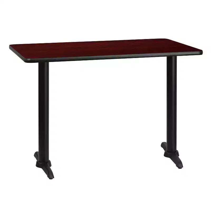 Tavolo da pranzo rettangolare in laminato 30"x42" | Nero / Mogano / Naturale / Noce | 4 posti | Base a T