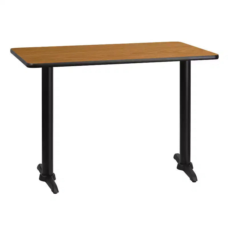 Tavolo da pranzo rettangolare in laminato 30"x42" | Nero / Mogano / Naturale / Noce | 4 posti | Base a T
