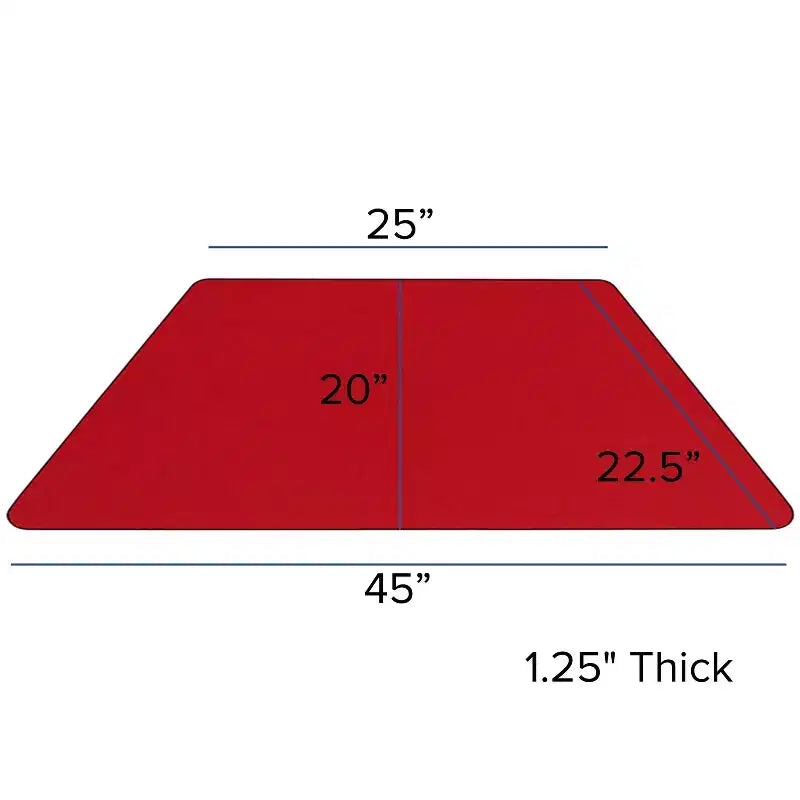 Tavolo trapezoidale per attività, regolabile in altezza – Grigio / Rovere / Rosso / Giallo