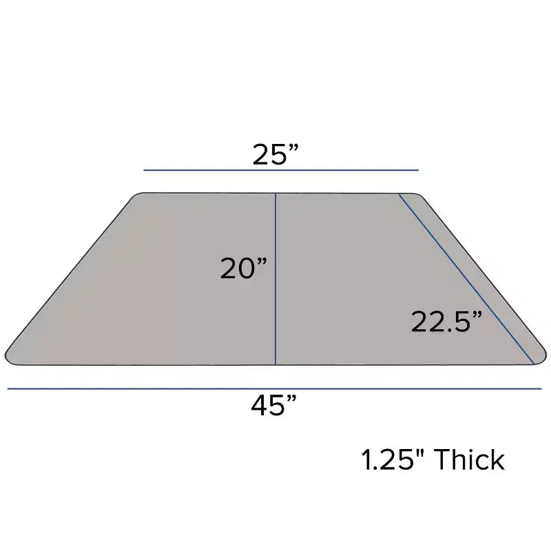 Tavolo trapezoidale per attività, regolabile in altezza – Grigio / Rovere / Rosso / Giallo
