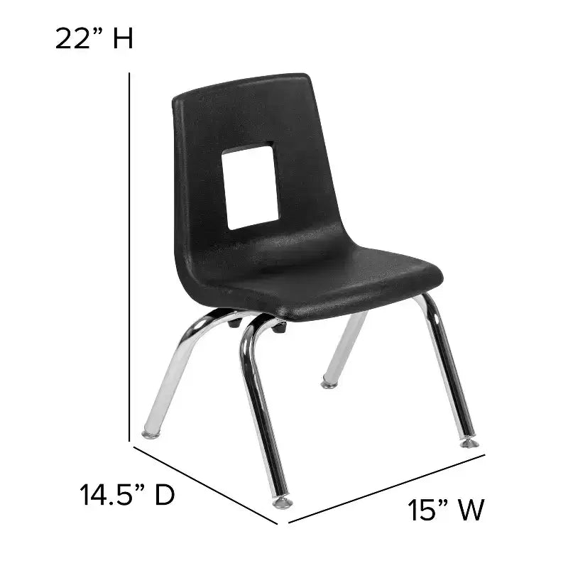 Sedia impilabile per studenti, 30 cm, nera/blu scuro, 1 posto