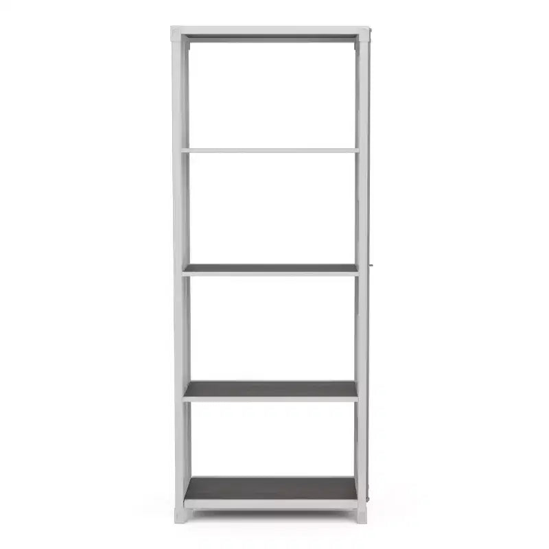 Libreria a giorno a 5 ripiani – Nero Sabbia / Rosso / Bianco Sabbia, Argento Lucido, Per Adulti