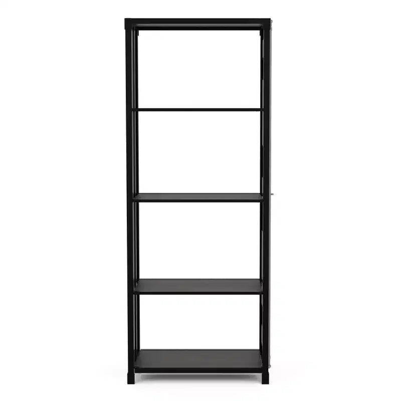 Libreria a giorno a 5 ripiani – Nero Sabbia / Rosso / Bianco Sabbia, Argento Lucido, Per Adulti