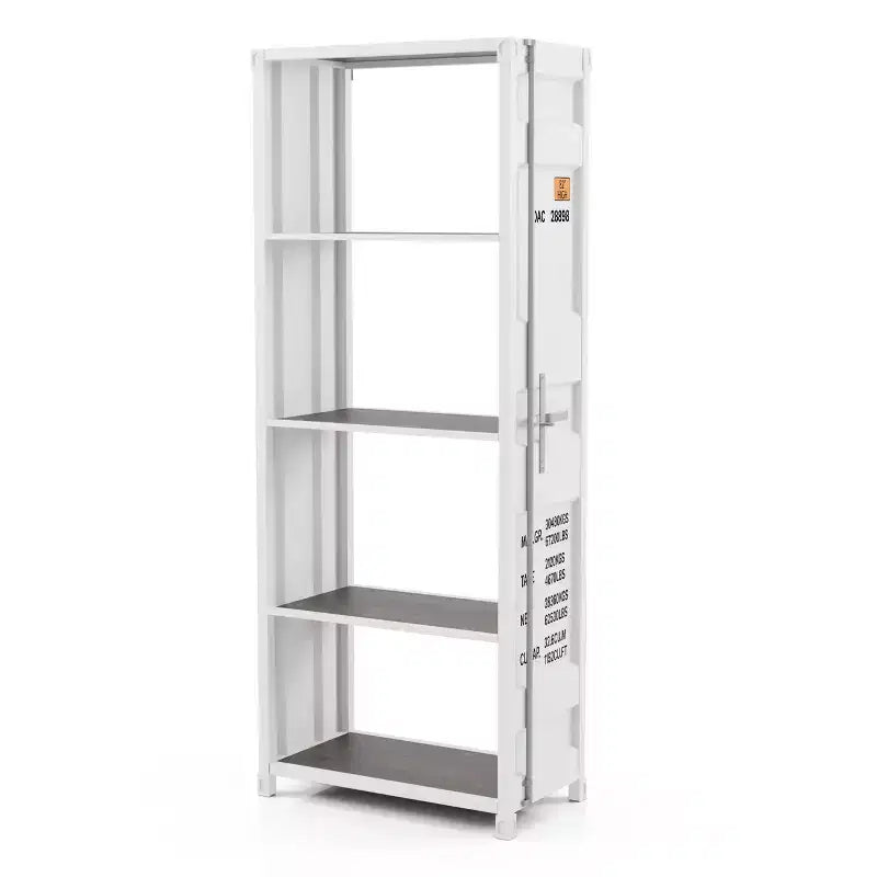 Libreria a giorno a 5 ripiani – Nero Sabbia / Rosso / Bianco Sabbia, Argento Lucido, Per Adulti