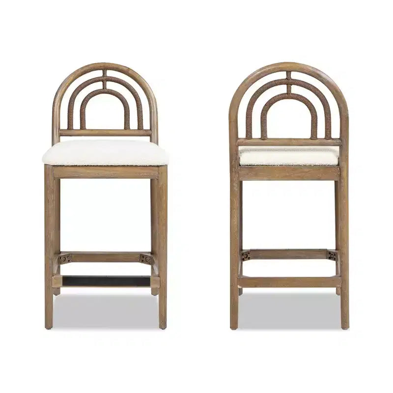 Sgabello da bar con schienale ad arco imbottito bianco, altezza bancone - Posto singolo