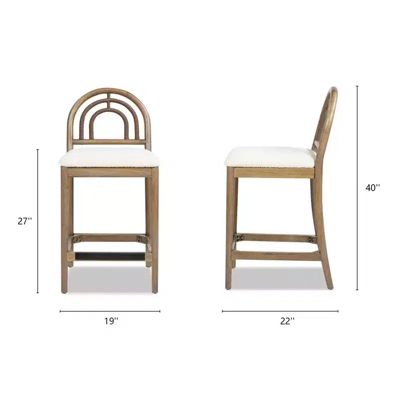 Sgabello da bar con schienale ad arco imbottito bianco, altezza bancone - Posto singolo